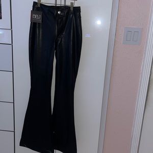 leather flared pants